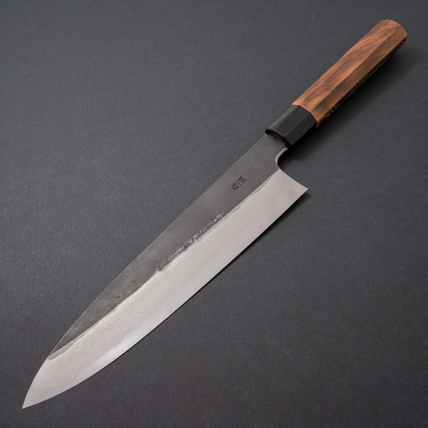 Hitohira Togashi White #1 Kurouchi Damascus Gyuto 240mm Burnt Yakusugi Handle - Tetogi