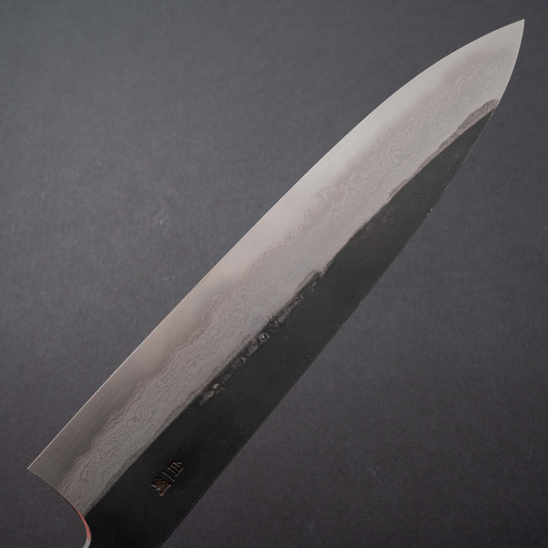 Hitohira Togashi White #1 Kurouchi Damascus Gyuto 240mm Burnt Yakusugi Handle - Tetogi