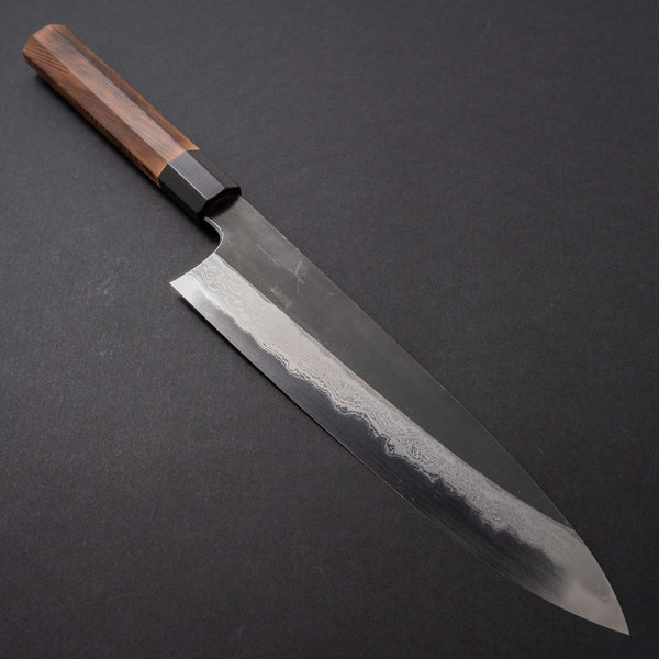 Hitohira Togashi White #1 Kurouchi Damascus Gyuto 240mm Burnt Yakusugi Handle - Tetogi