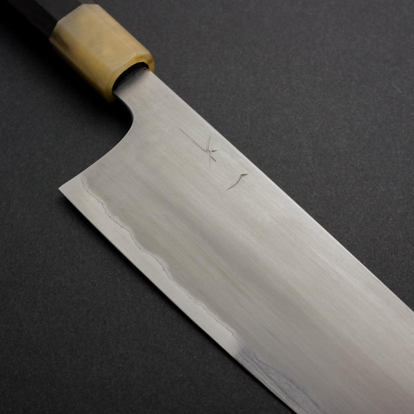 Hitohira Togashi White #1 Stainless Clad Kasumi Bunka 180mm Ebony Handle - Tetogi