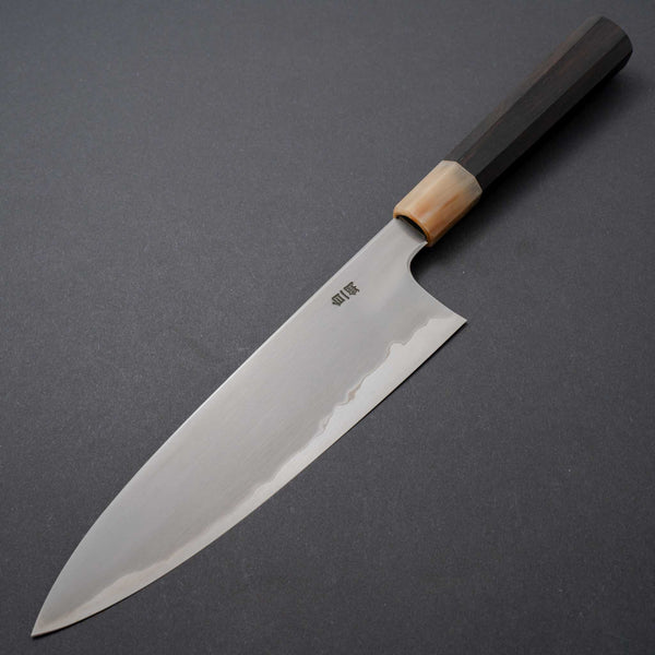 Hitohira Togashi White #1 Stainless Clad Kasumi Gyuto 210mm Ebony Handle - Tetogi