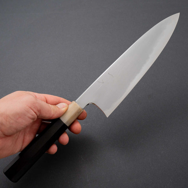 Hitohira Togashi White #1 Stainless Clad Kasumi Gyuto 210mm Ebony Handle - Tetogi