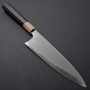 Hitohira Togashi White #1 Stainless Clad Kasumi Gyuto 210mm Ebony Handle - Tetogi