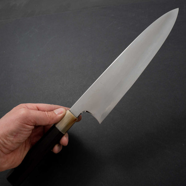 Hitohira Togashi White #1 Stainless Clad Kasumi Gyuto 240mm Ebony Handle - Tetogi