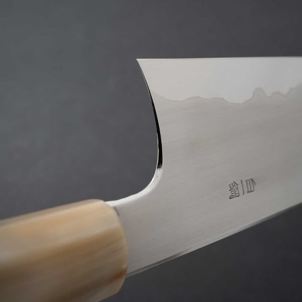 Hitohira Togashi White #1 Stainless Clad Kasumi Gyuto 240mm Ebony Handle - Tetogi