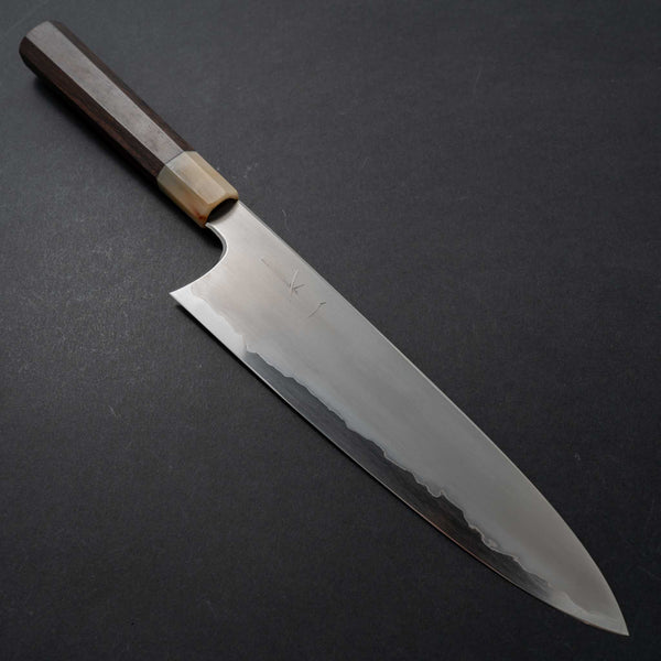 Hitohira Togashi White #1 Stainless Clad Kasumi Gyuto 240mm Ebony Handle - Tetogi