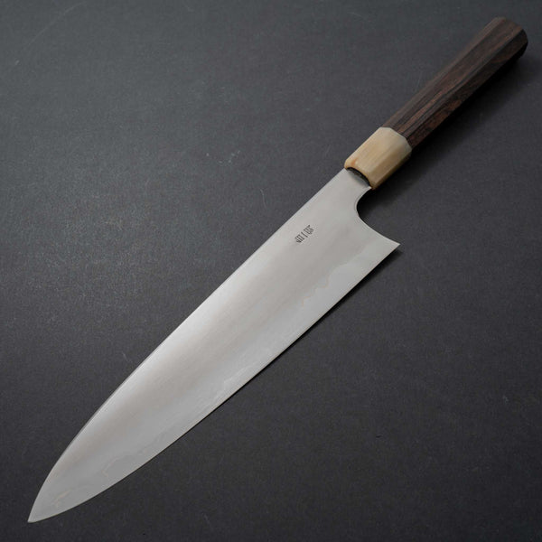 Hitohira Togashi White #1 Stainless Clad Kasumi Gyuto 240mm Ebony Handle - Tetogi