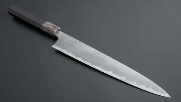 Hitohira Togashi White #1 Stainless Clad Kasumi Sujihiki 240mm Ebony Handle - Tetogi