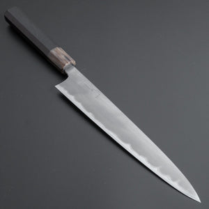Hitohira Togashi White #1 Stainless Clad Kasumi Sujihiki 240mm Ebony Handle - Tetogi
