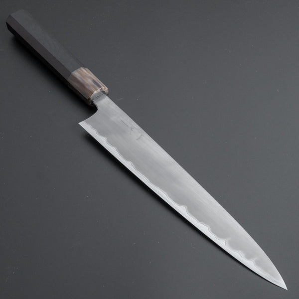 Hitohira Togashi White #1 Stainless Clad Kasumi Sujihiki 240mm Ebony Handle - Tetogi