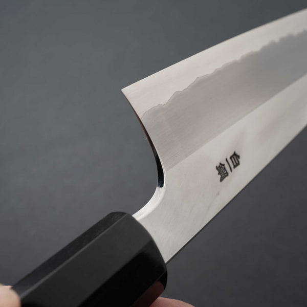 Hitohira Togashi White #1 Stainless Clad Migaki Gyuto 210mm Ziricote Handle (Black Horn) - Tetogi