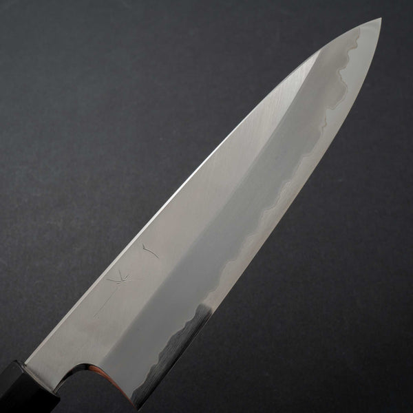 Hitohira Togashi White #1 Stainless Clad Migaki Gyuto 210mm Ziricote Handle (Black Horn) - Tetogi