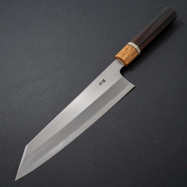 Hitohira Togashi White #1 Stainless Clad Migaki Kiritsuke Gyuto 240mm Riisgaard Rosewood Handle