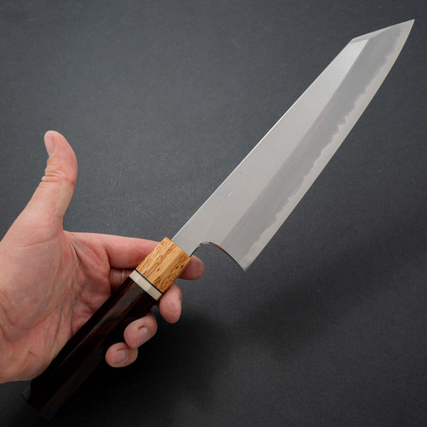 Hitohira Togashi White #1 Stainless Clad Migaki Kiritsuke Gyuto 240mm Riisgaard Rosewood Handle