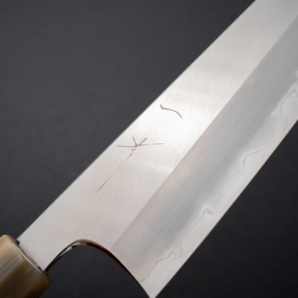 Hitohira Togashi White #1 Stainless Clad Migaki Kiritsuke Gyuto 240mm Taihei Makassar Ebony Handle - Tetogi