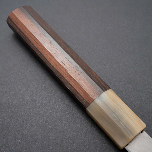 Hitohira Togashi White #1 Stainless Clad Migaki Kiritsuke Gyuto 240mm Taihei Makassar Ebony Handle - Tetogi