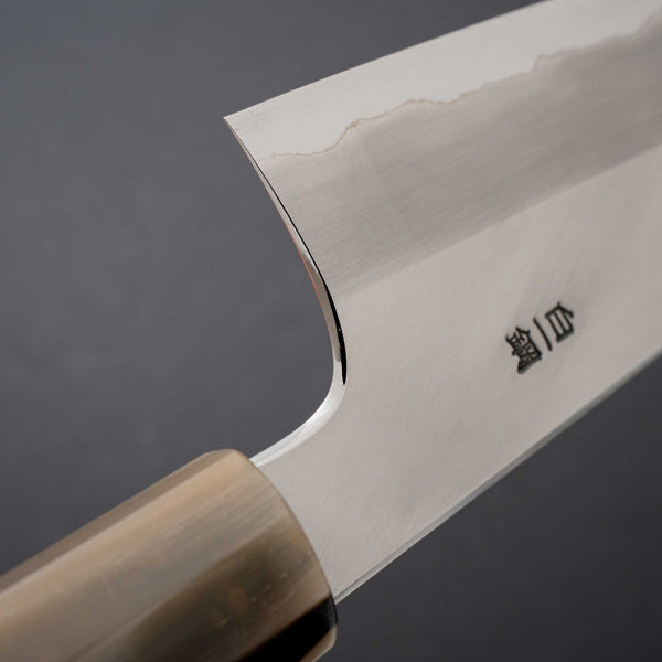 Hitohira Togashi White #1 Stainless Clad Migaki Kiritsuke Gyuto 240mm Taihei Makassar Ebony Handle - Tetogi