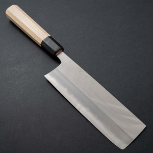 Hitohira Togashi White #1 Stainless Clad Migaki Nakiri 180mm Ho Wood Handle - Tetogi