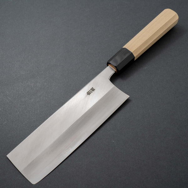 Hitohira Togashi White #1 Stainless Clad Migaki Nakiri 180mm Ho Wood Handle - Tetogi