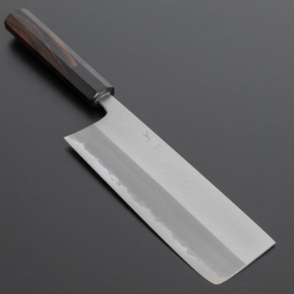 Hitohira Togashi White #1 Stainless Clad Migaki Nakiri 180mm Taihei Makassar Ebony Handle