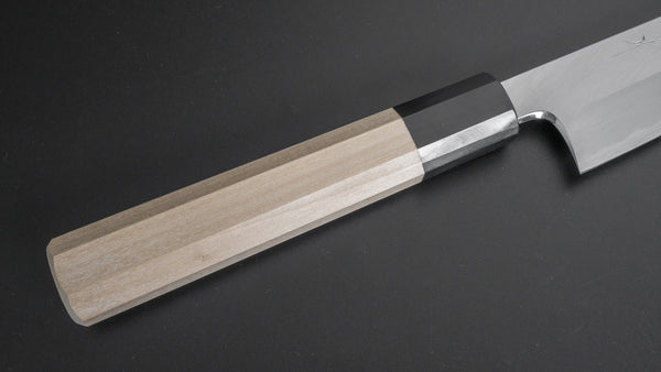 Hitohira Togashi White #1 Stainless Clad Migaki Sujihiki 240mm Ho Wood Handle - Tetogi