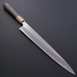 Hitohira Togashi White #1 Stainless Clad Sujihiki 300mm Taihei Ebony Handle - Tetogi