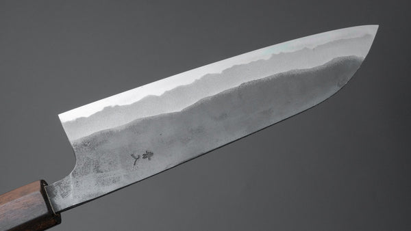 Hitohira Tosa Kurouchi Blue #2 Santoku 170mm Walnut Handle (Ziricote Ferrule) - Tetogi