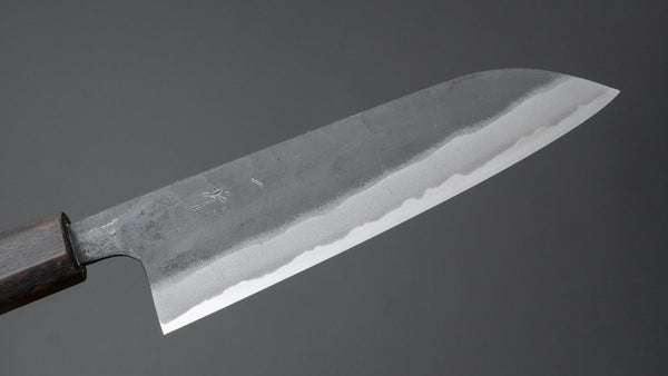 Hitohira Tosa Kurouchi Blue #2 Santoku 170mm Walnut Handle (Ziricote Ferrule) - Tetogi