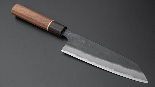 Hitohira Tosa Kurouchi Blue #2 Santoku 170mm Walnut Handle (Ziricote Ferrule) - Tetogi