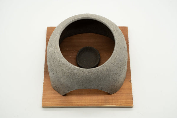 Komon Osugi Kamadohan1 gou (180 milliliters) pot: Black, stand: gray - Tetogi