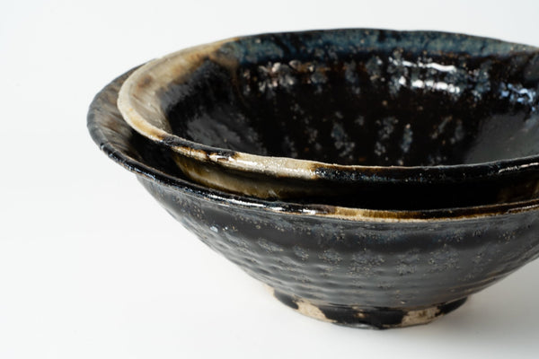 Komon Seji Okuda Asabachi Bowl Large Tessaiyu (iron glaze) - Tetogi