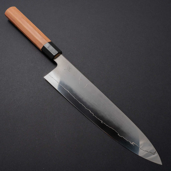 Kopi af Hitohira Kikuchiyo Izo Silver #3 Gyuto 240mm Yakusugi Cedar Handle (Black ferrule) - Tetogi