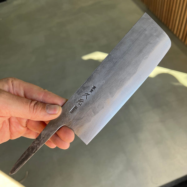 Morihei Hisamoto Blue Super Tsuchime Stainless Clad Nakiri 165mm (No Handle) - Tetogi