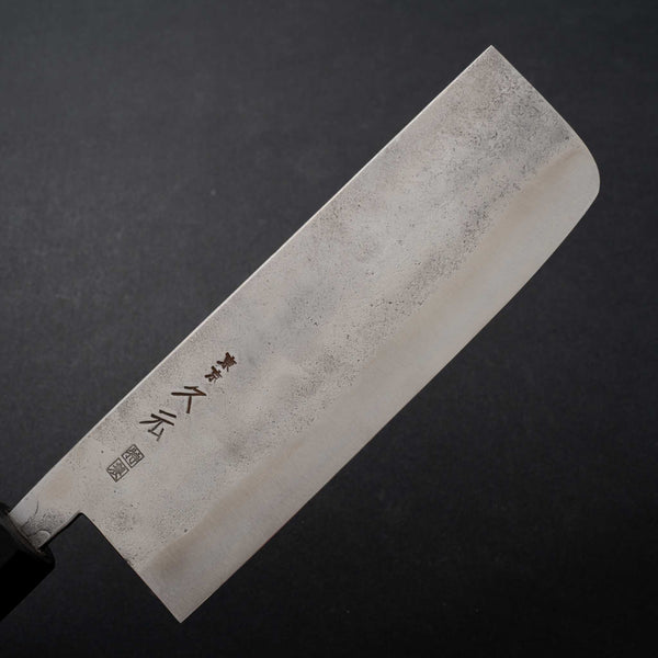 Morihei Hisamoto Blue Super Tsuchime Stainless Clad Nakiri 165mm Shitan Handle - Tetogi