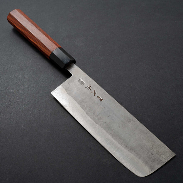 Morihei Hisamoto Blue Super Tsuchime Stainless Clad Nakiri 165mm Shitan Handle - Tetogi