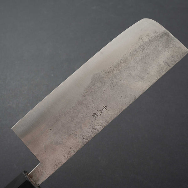 Morihei Hisamoto Blue Super Tsuchime Stainless Clad Nakiri 165mm Shitan Handle - Tetogi