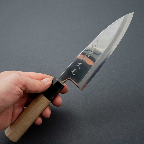 Morihei Hisamoto Mirror Polished Ginsan Ai Deba 150mm Ho Wood Handle - Tetogi