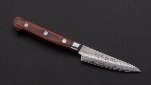 Morihei Kiyomitsu HG Tsuchime Damascus Paring 80mm Imitation Mahogany Handle - Tetogi