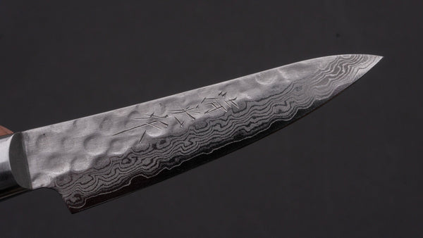 Morihei Kiyomitsu HG Tsuchime Damascus Paring 80mm Imitation Mahogany Handle - Tetogi