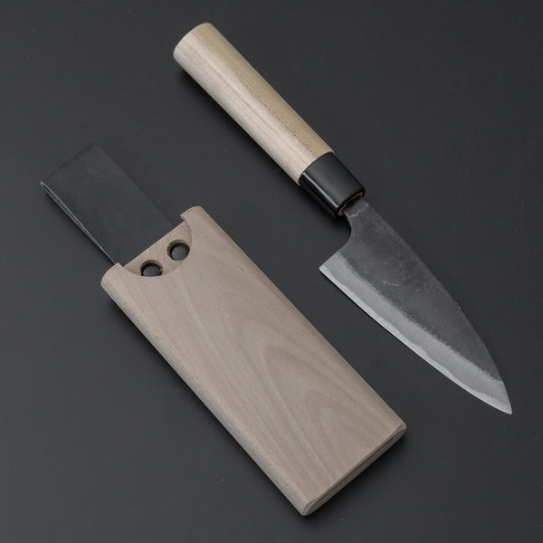 Mumei Carbon Outdoor Double-Bevel Deba 105mm Ho Wood Handle (with Sheath) - Tetogi