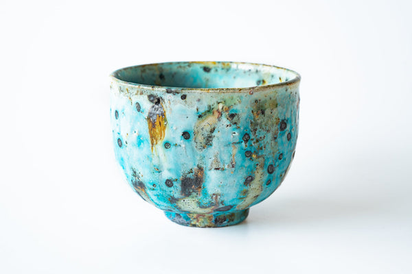 Shinichi Kotsuji - Tsutsu Chawan (tube tea bowl) Blue - Tetogi