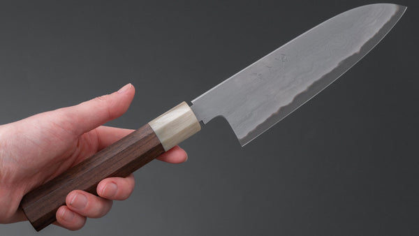 Tetsujin Blue #2 Metal Flow Santoku 180mm Taihei Wood Handle - Tetogi