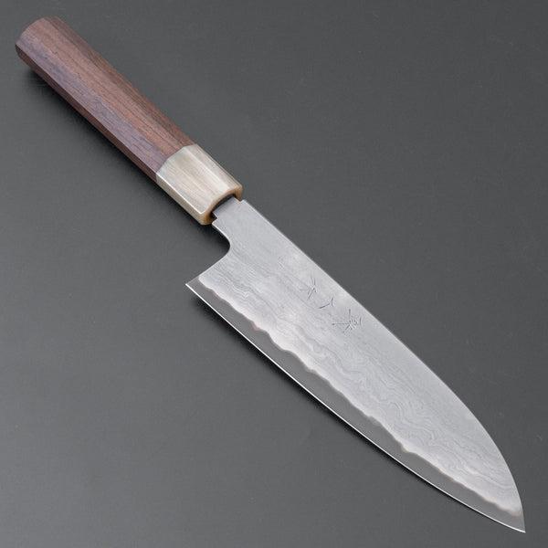 Tetsujin Blue #2 Metal Flow Santoku 180mm Taihei Wood Handle - Tetogi