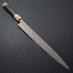 Tetsujin Custom Blue #2 Damascus Yanagiba 300mm Taihei Ebony Handle (Double Horn with Tsuge Spacer) - Tetogi